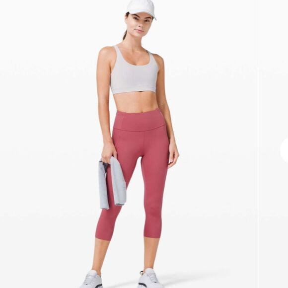 Lululemon Fast Free Crop 19" Cool Non-Reflective Cherry Tint SZ 4 - Picture 10 of 10